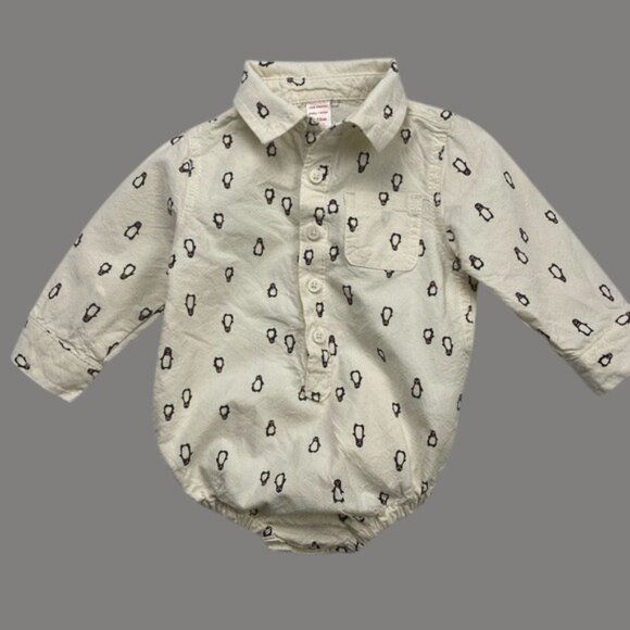 Joe Fresh Penguin Shirt-Style Bodysuit size 6-12 Months - Picture 1 of 9